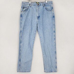 Cabelas Jeans Mens 38X29 Blue Straight Leg Light Wash Cotton Casual Denim